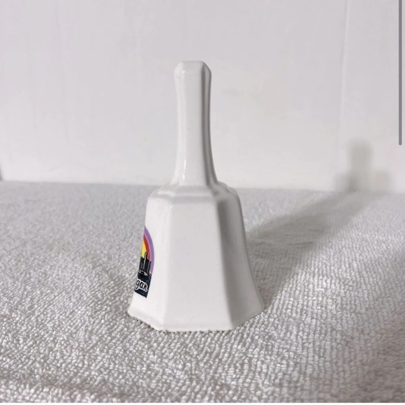 Vintage Mackinac Bridge Detroit  Michigan Souvenir Ceramic Bell W Rainbow - Picture 3 of 10